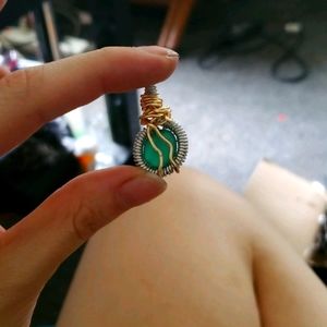 Genuine gemstone wire wrapped pendant